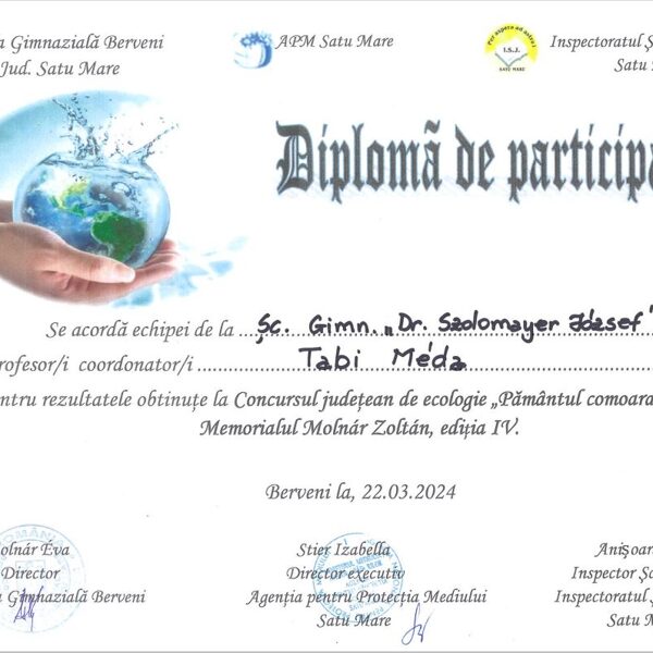 Concurs județean de ecologie ”Pământul, comoara noastră”