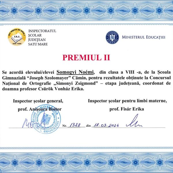 Concurs National de Ortografie "Simonyi Zsigmond"- etapa judeteana