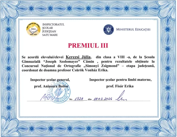 Concurs National de Ortografie "Simonyi Zsigmond"- etapa judeteana