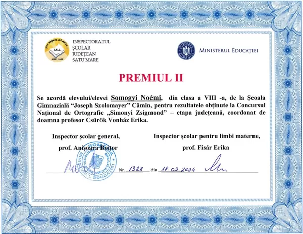 Concurs National de Ortografie "Simonyi Zsigmond"- etapa judeteana