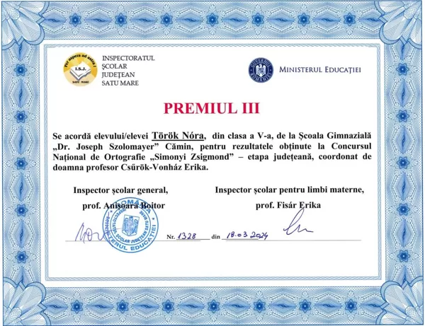 Concurs National de Ortografie "Simonyi Zsigmond"- etapa judeteana